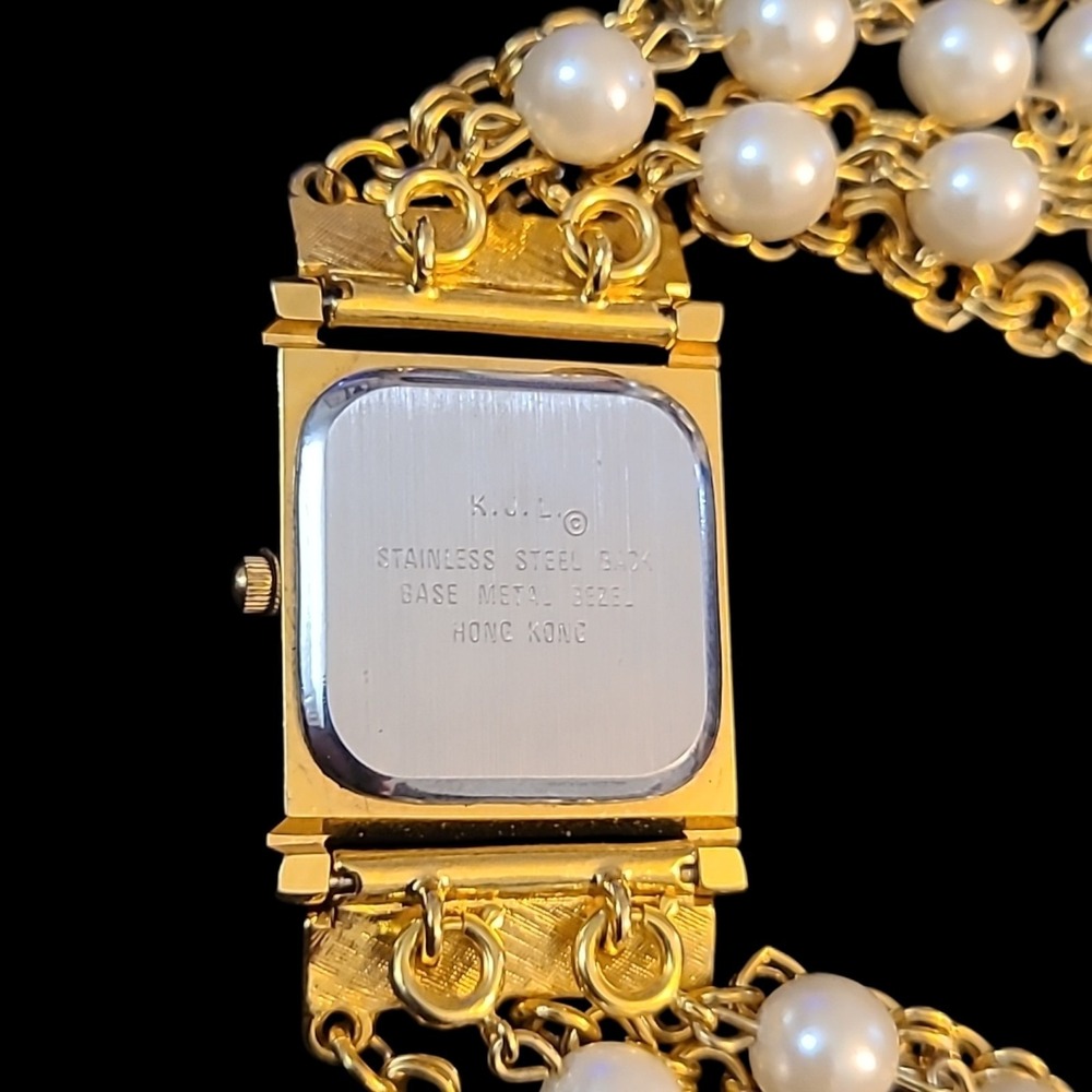 Vintage Kenneth Jay Lane Faux Pearl Multi Strand Bracelet Watch KJL New Battery - Picture 5 of 12